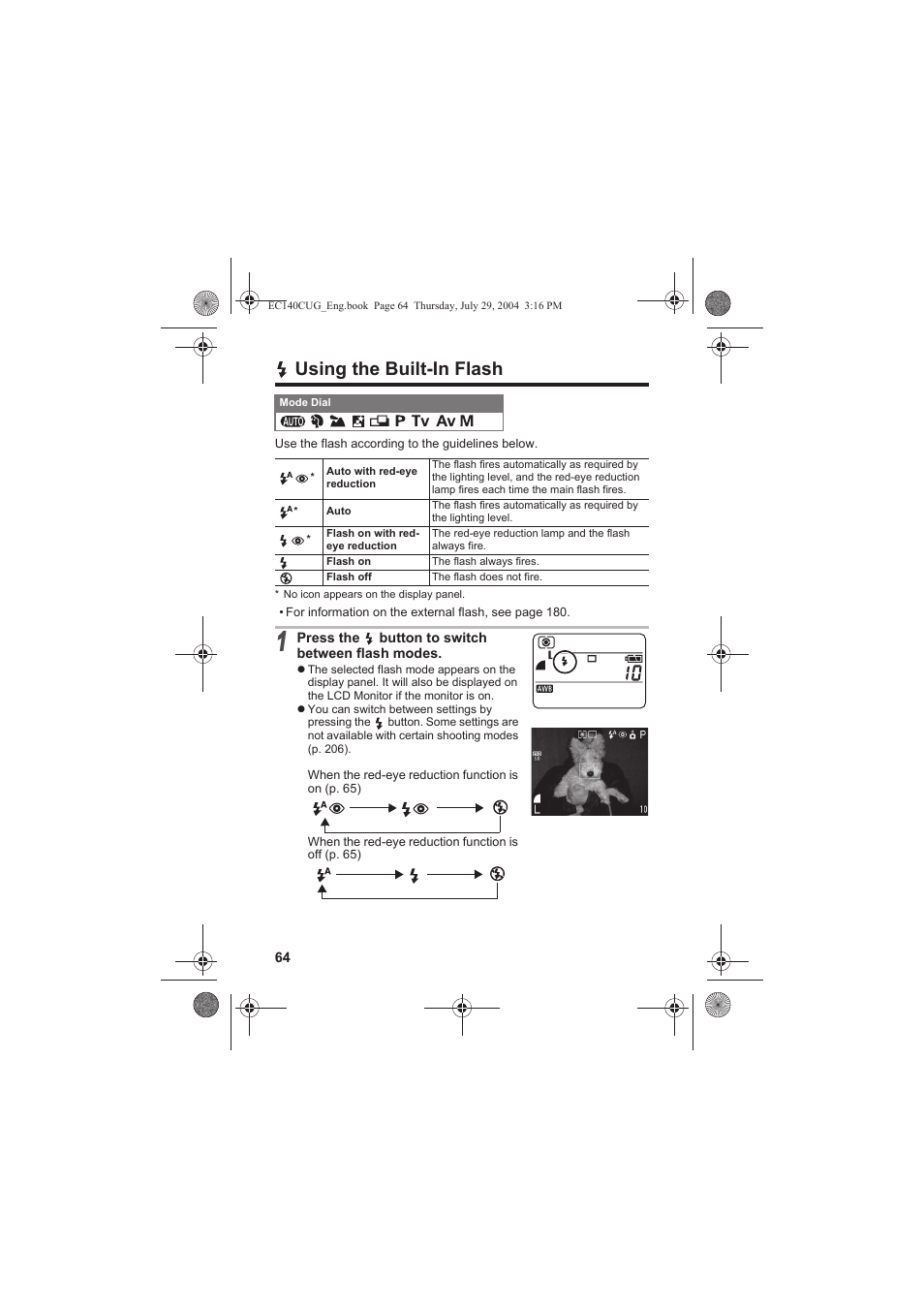 Using the built-in flash | Canon CEL-SE65A210 User Manual | Page 67 / 210