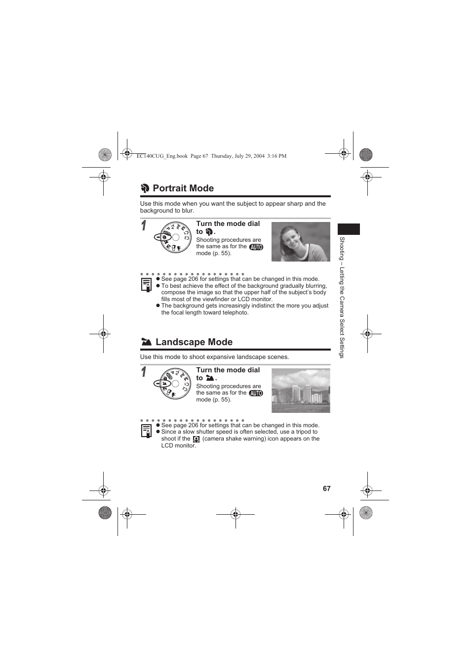 Portrait mode, Landscape mode | Canon CEL-SE65A210 User Manual | Page 70 / 210