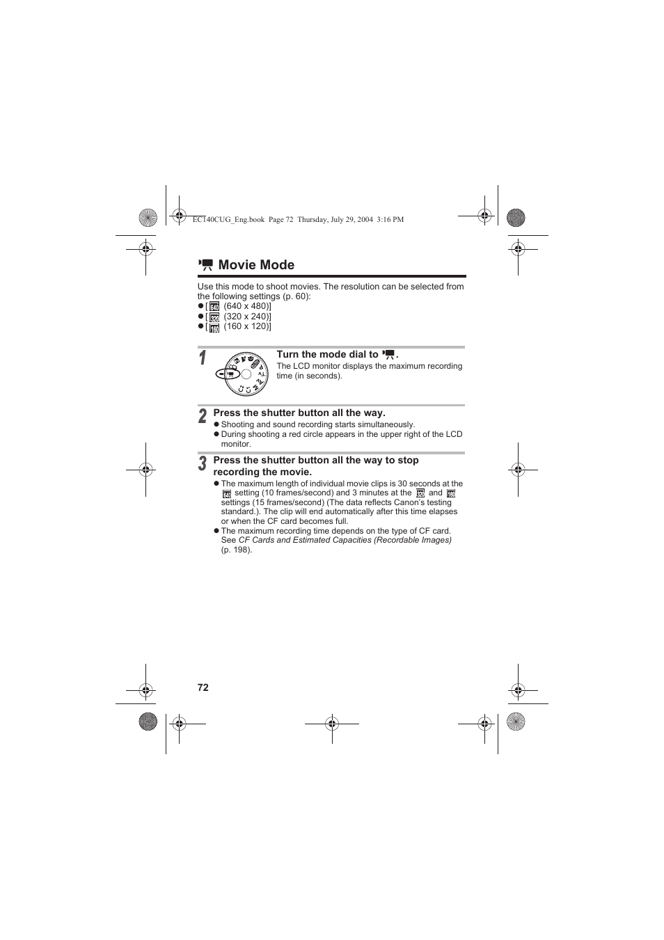 Movie mode | Canon CEL-SE65A210 User Manual | Page 75 / 210