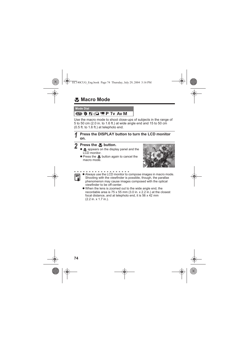 Macro mode | Canon CEL-SE65A210 User Manual | Page 77 / 210