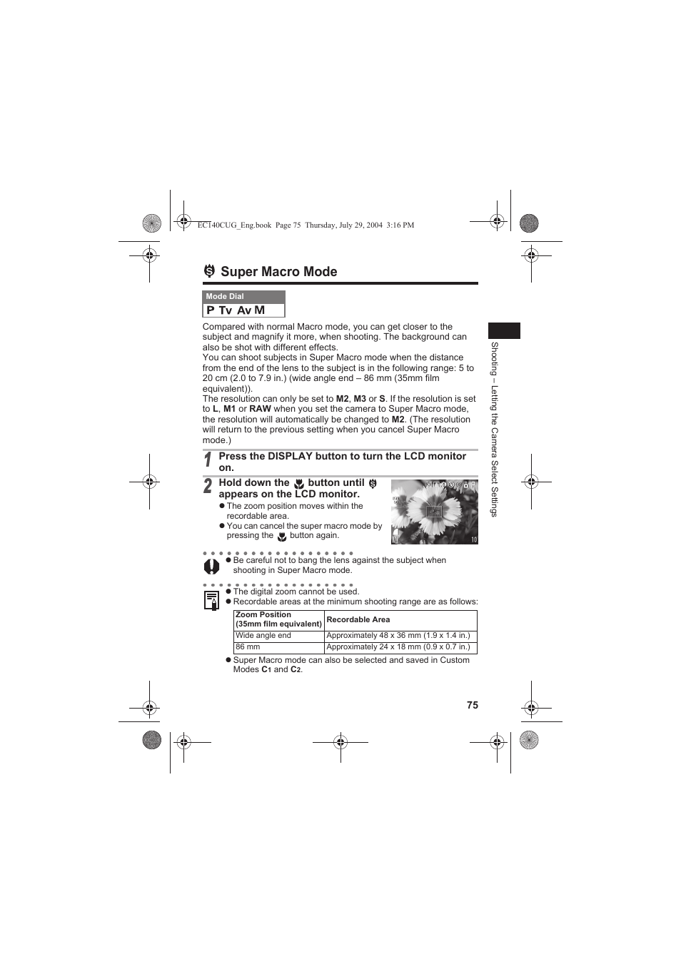 Super macro mode | Canon CEL-SE65A210 User Manual | Page 78 / 210
