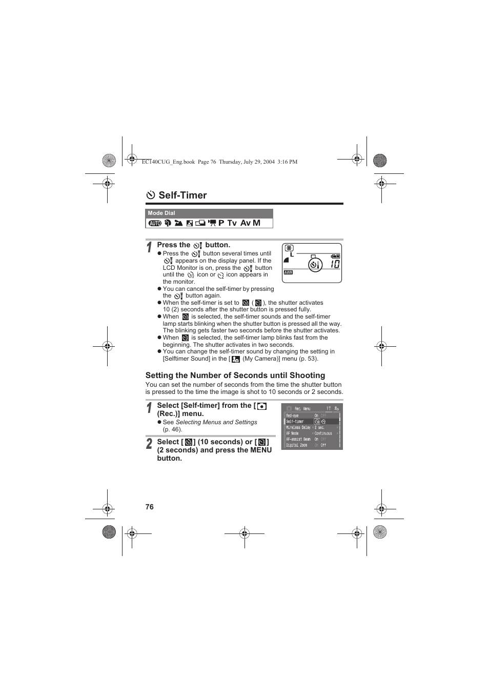 Self-timer | Canon CEL-SE65A210 User Manual | Page 79 / 210