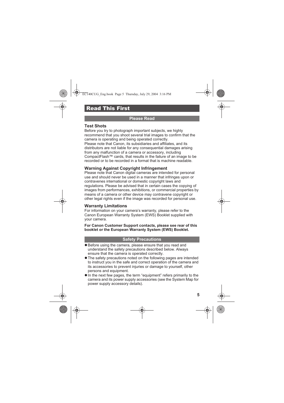Read this first | Canon CEL-SE65A210 User Manual | Page 8 / 210