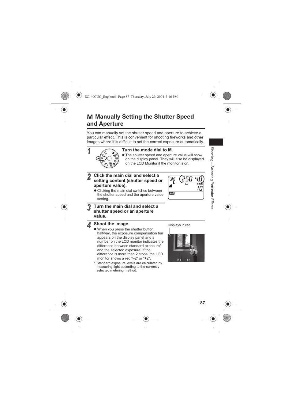 Manually setting the shutter speed and aperture | Canon CEL-SE65A210 User Manual | Page 90 / 210