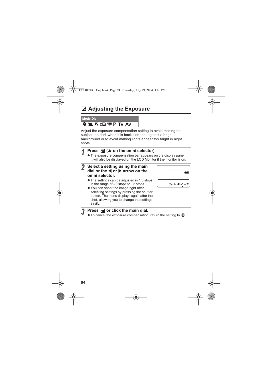 Adjusting the exposure | Canon CEL-SE65A210 User Manual | Page 97 / 210