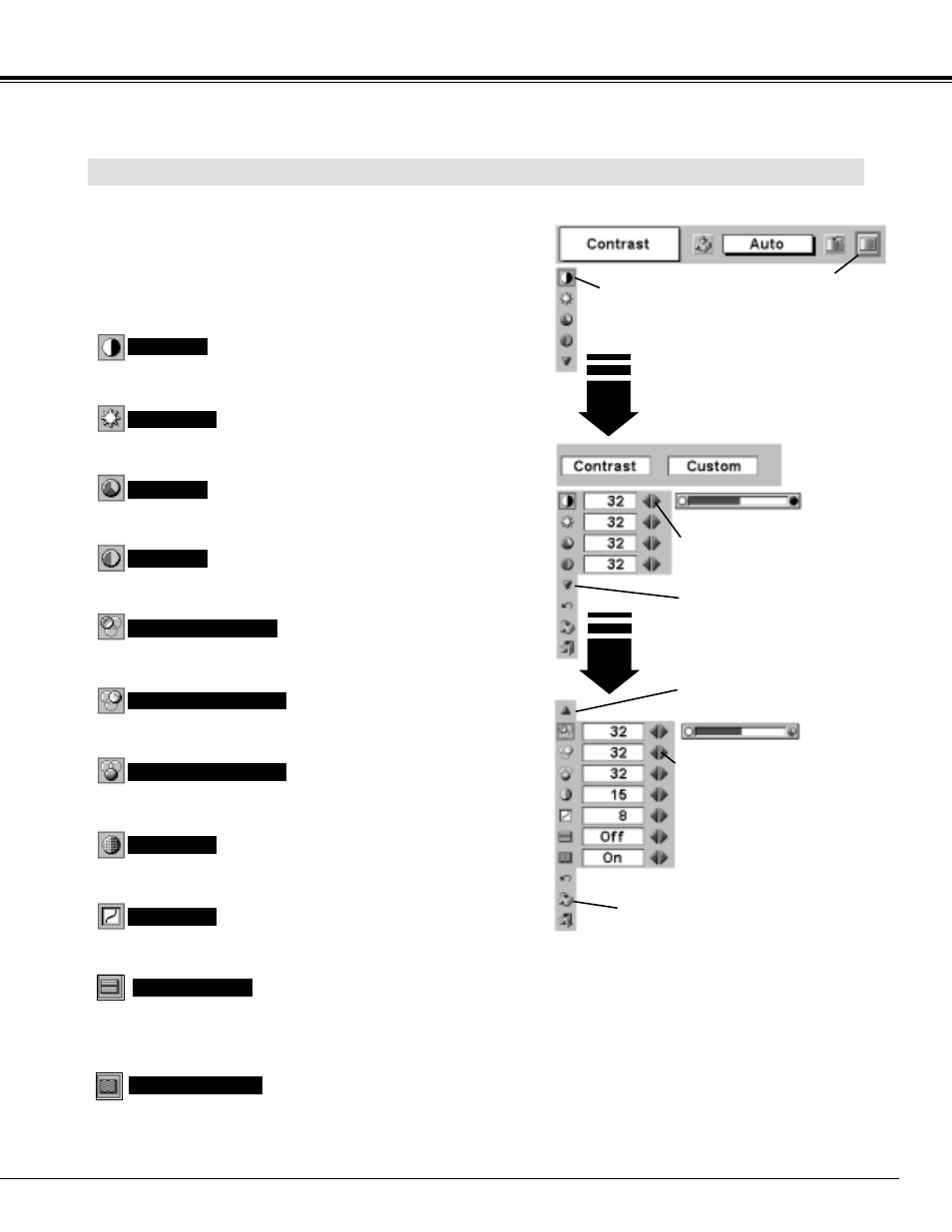 Video input, Image level adjustment | Canon LV-7545 User Manual | Page 33 / 44