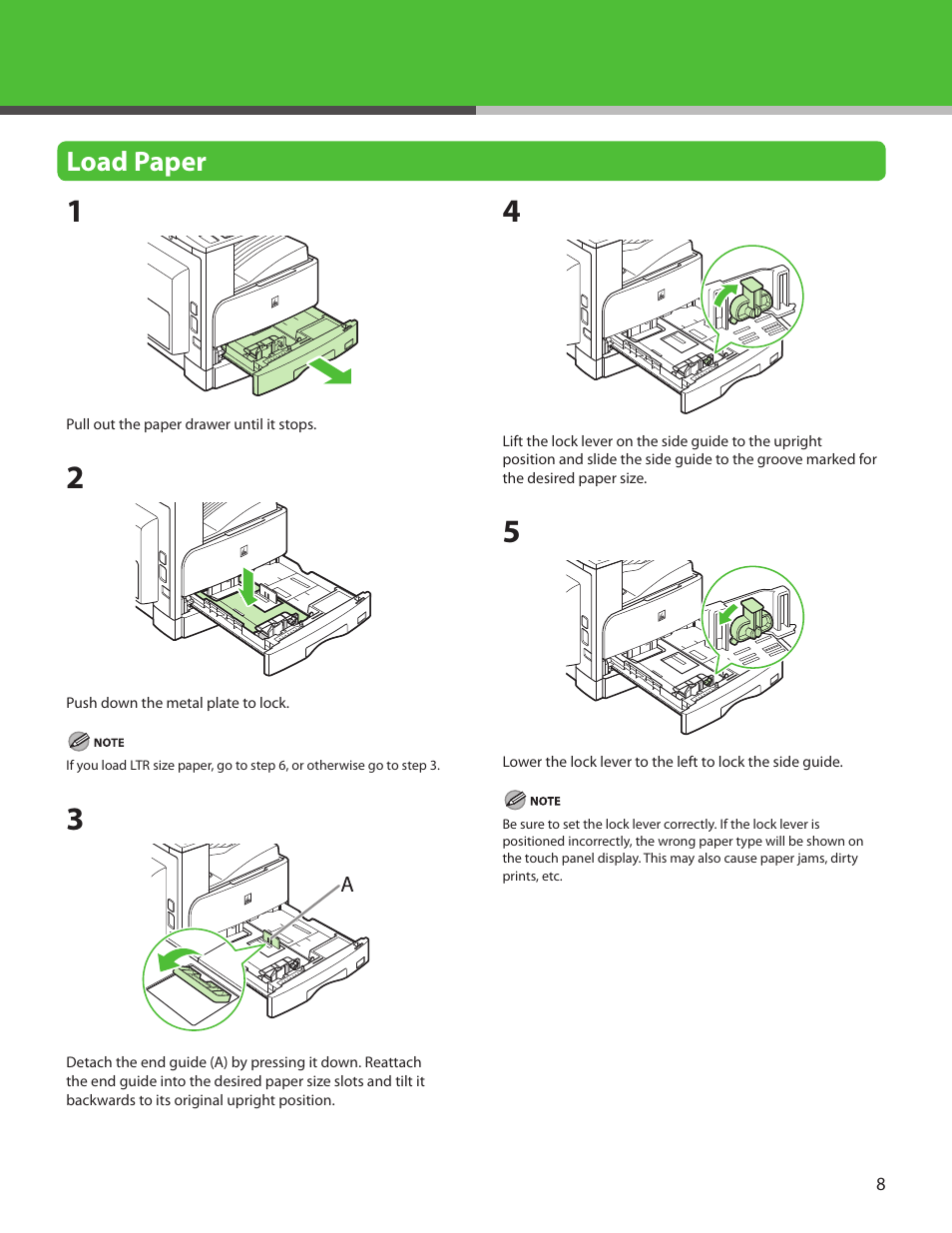 Load paper | Canon IMAGECLASS MF7400 User Manual | Page 9 / 40