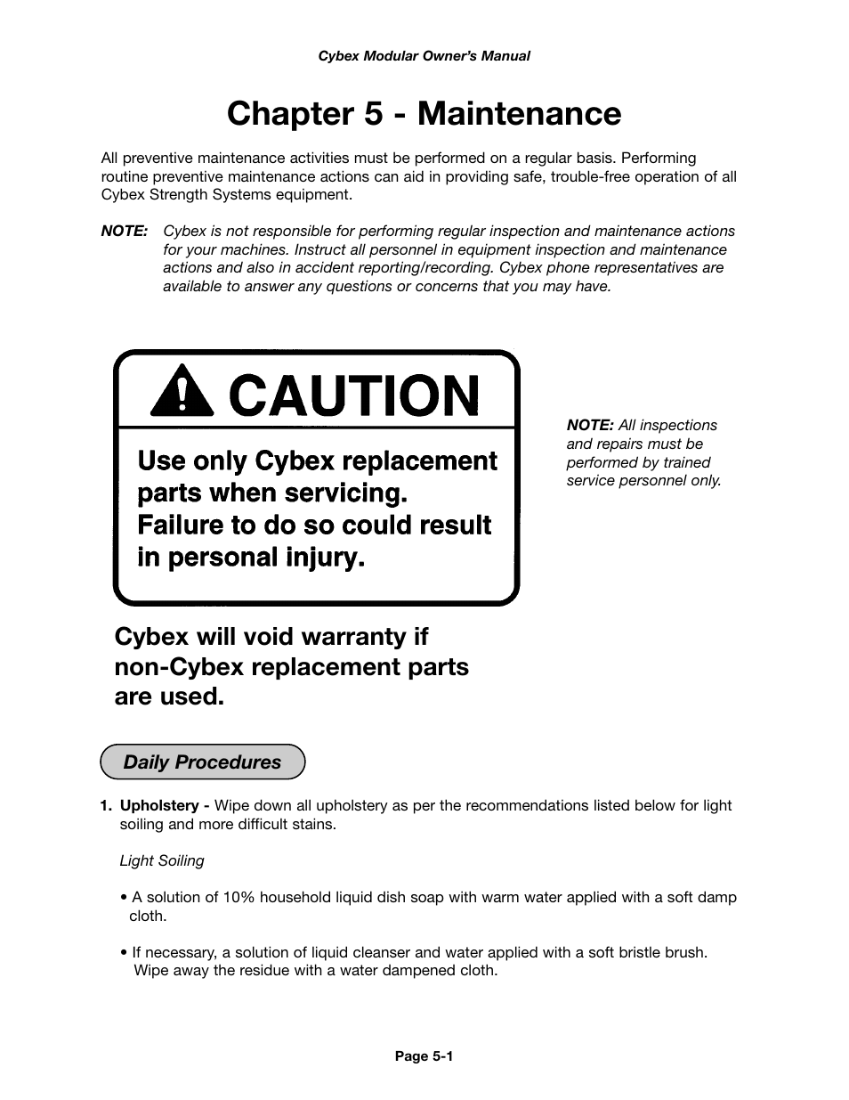 Chapter 5 - maintenance | Cybex 55620H Modular User Manual | Page 103 / 190