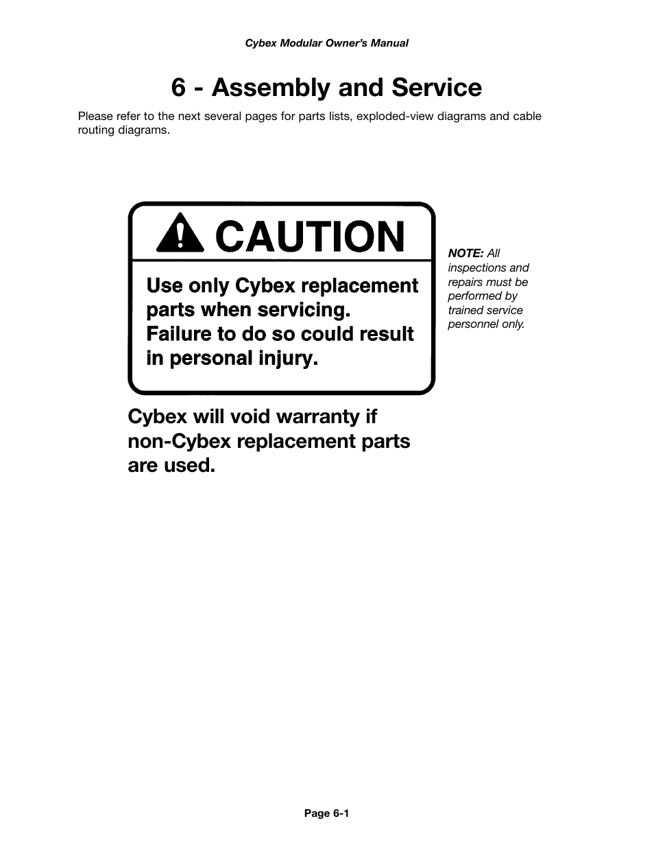6 - assembly and service | Cybex 55620H Modular User Manual | Page 109 / 190