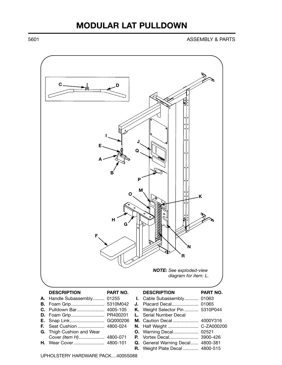 Modular lat pulldown | Cybex 55620H Modular User Manual | Page 119 / 190