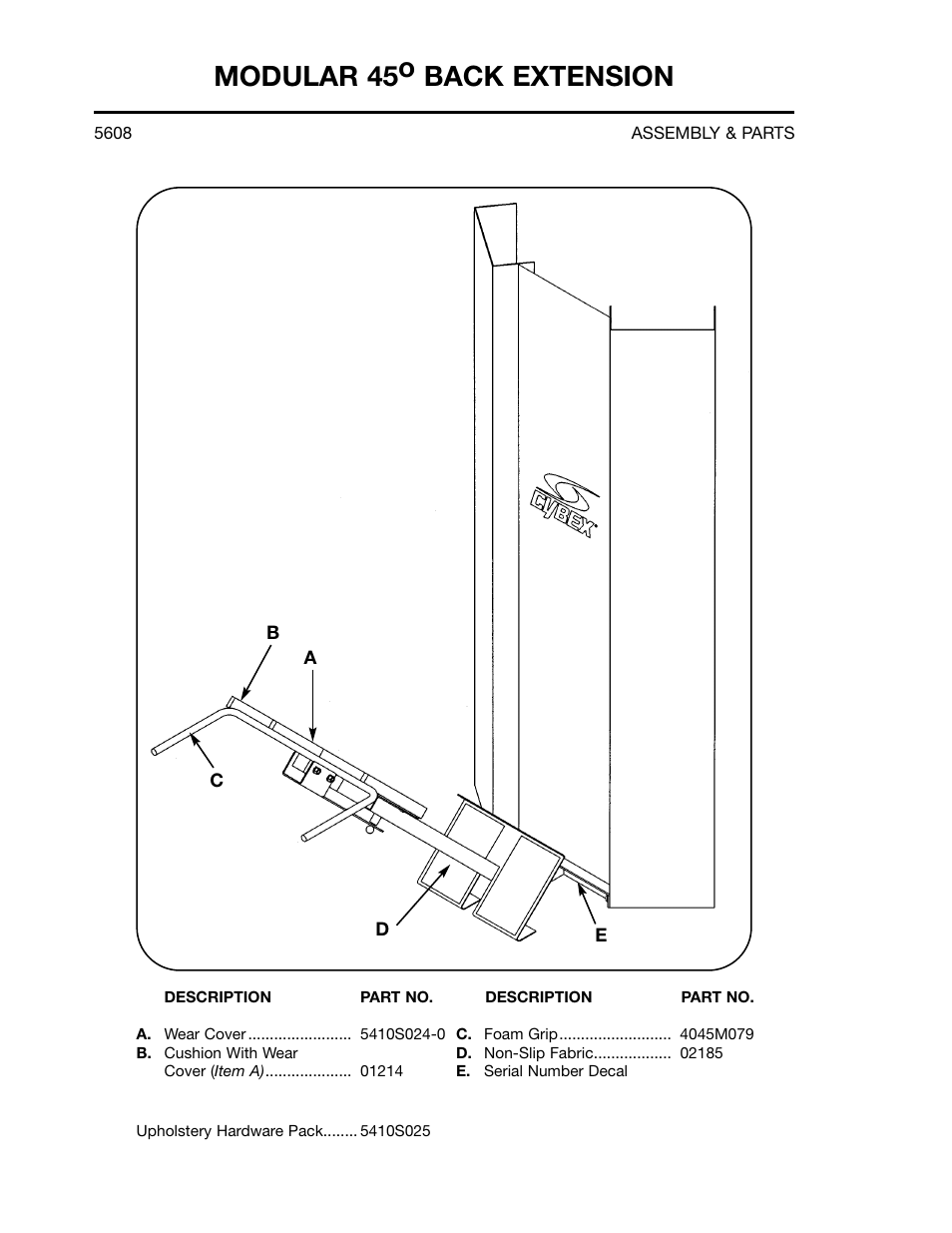 Modular 45o back extension | Cybex 55620H Modular User Manual | Page 127 / 190