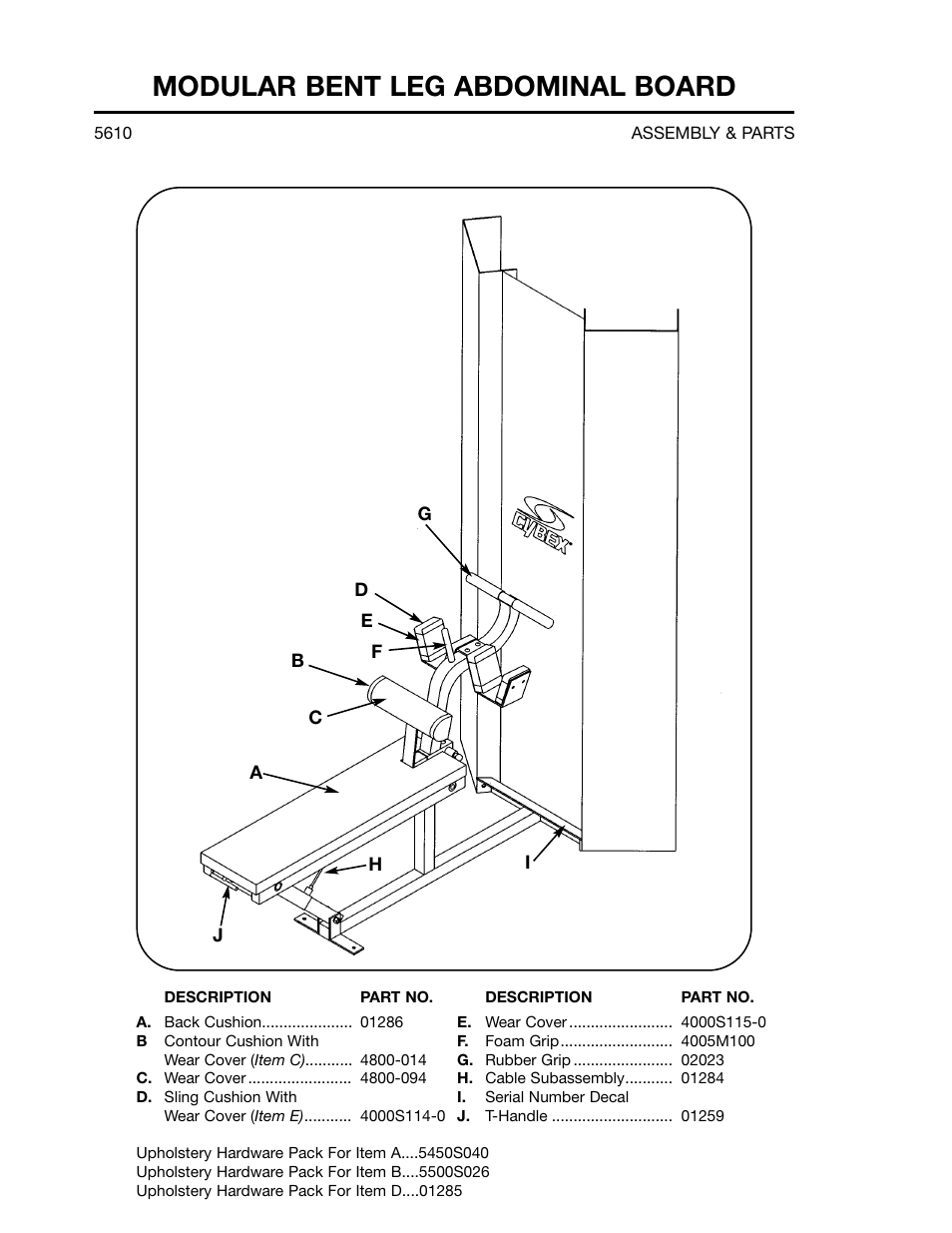 Modular bent leg abdominal board | Cybex 55620H Modular User Manual | Page 131 / 190