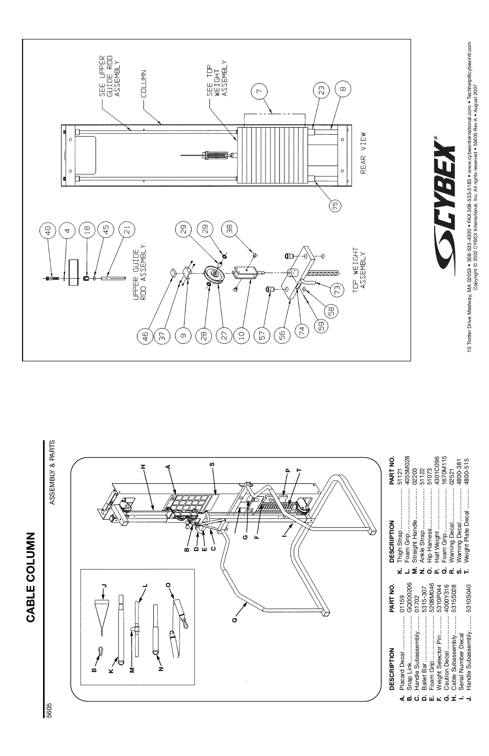Cable column | Cybex 55620H Modular User Manual | Page 146 / 190