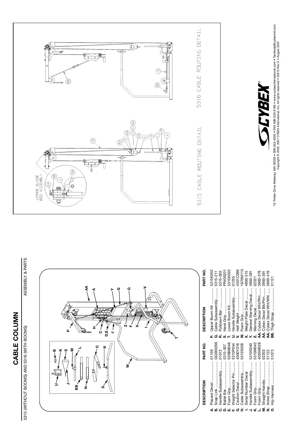 Cable column | Cybex 55620H Modular User Manual | Page 154 / 190