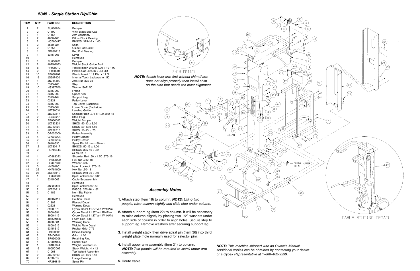 5345 - single station dip/chin | Cybex 55620H Modular User Manual | Page 157 / 190