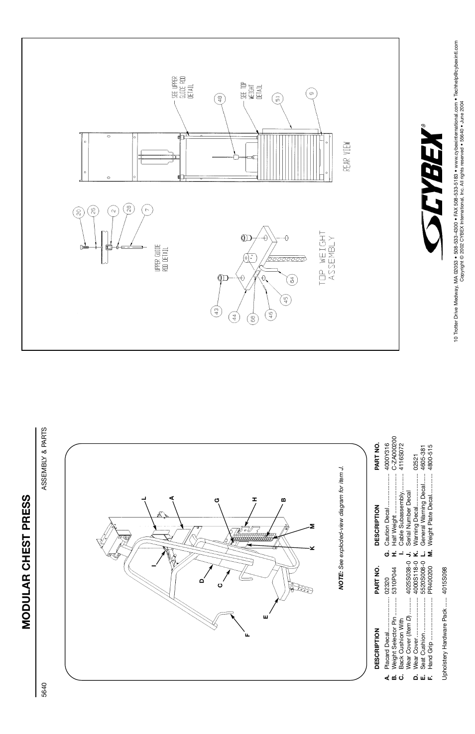 Modular chest press | Cybex 55620H Modular User Manual | Page 166 / 190