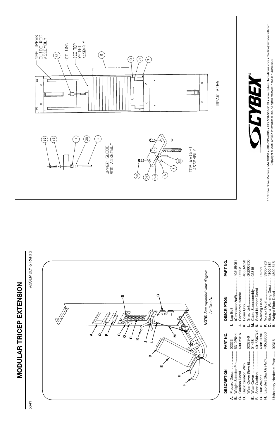 Modular tricep extension | Cybex 55620H Modular User Manual | Page 168 / 190