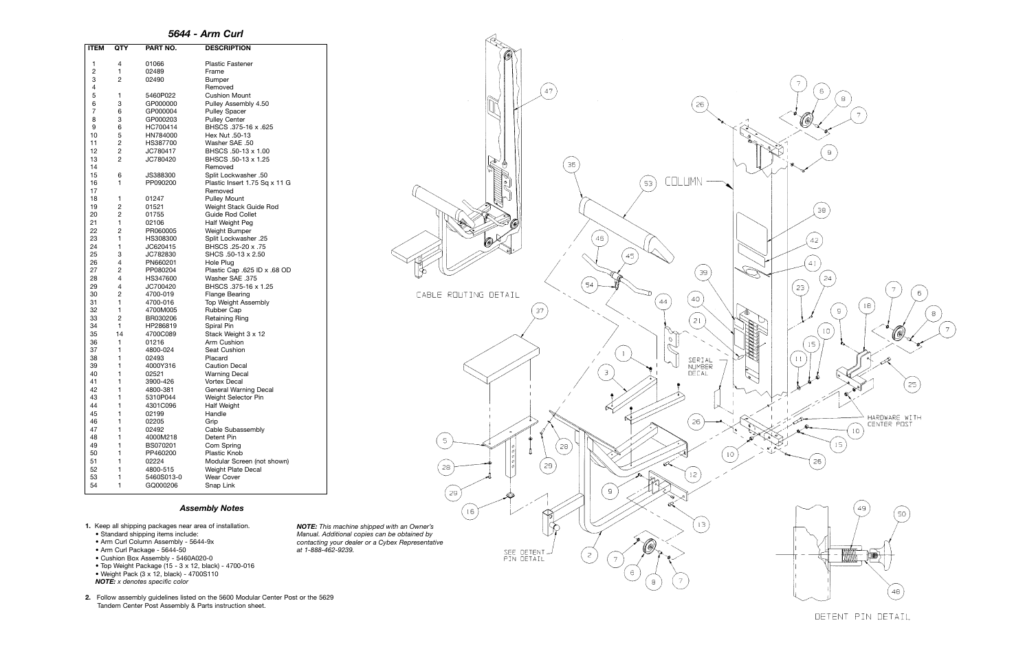 5644 - arm curl | Cybex 55620H Modular User Manual | Page 169 / 190