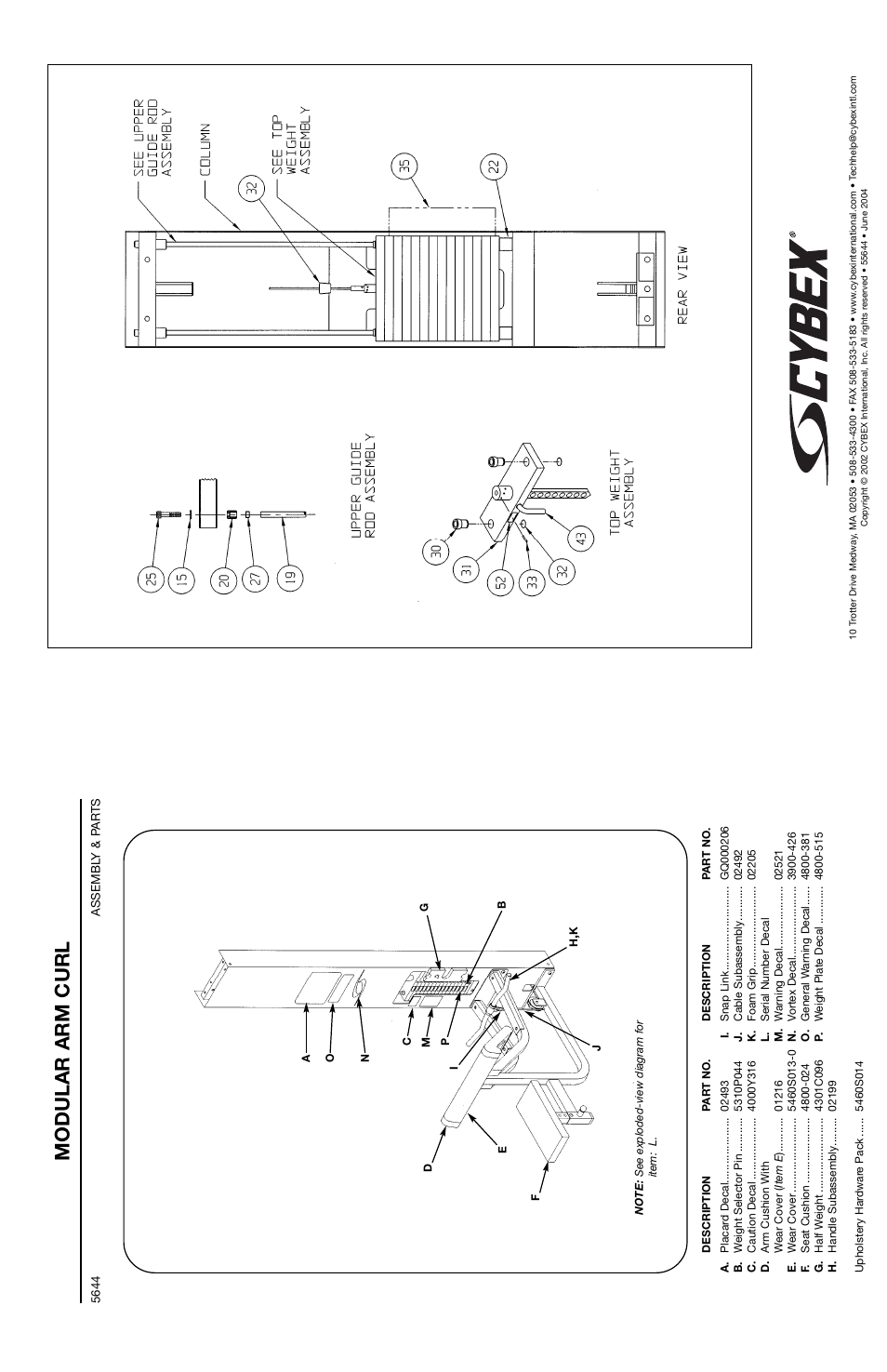 Modular arm curl | Cybex 55620H Modular User Manual | Page 170 / 190