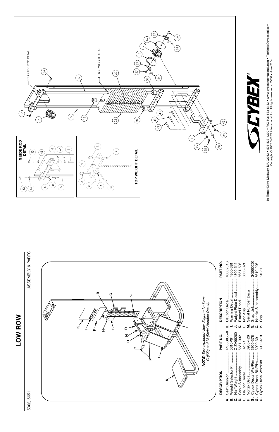 Low row | Cybex 55620H Modular User Manual | Page 172 / 190