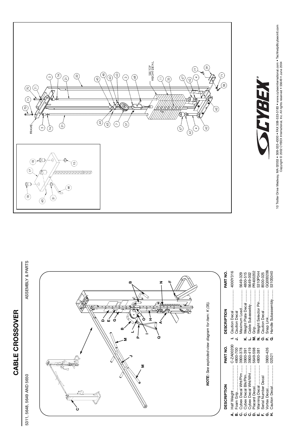 Cable crossover | Cybex 55620H Modular User Manual | Page 180 / 190