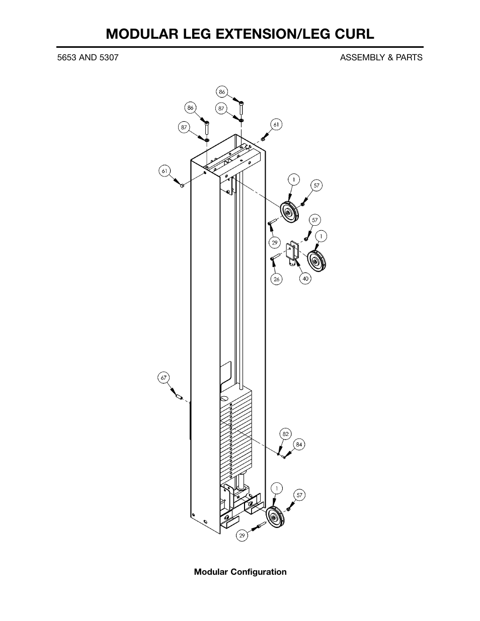 Modular leg extension/leg curl | Cybex 55620H Modular User Manual | Page 185 / 190