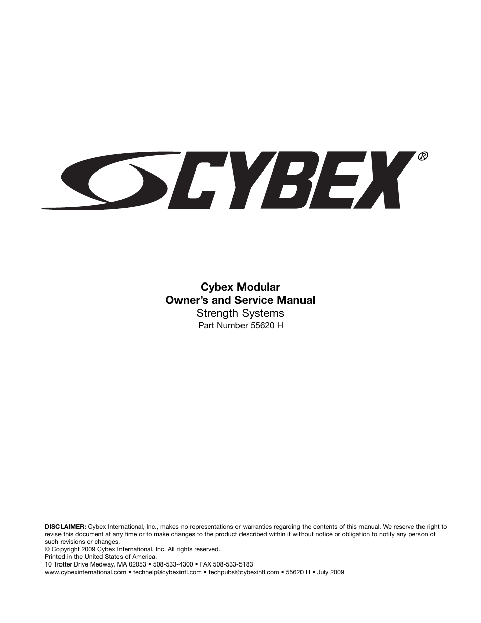 Cybex 55620H Modular User Manual | Page 3 / 190