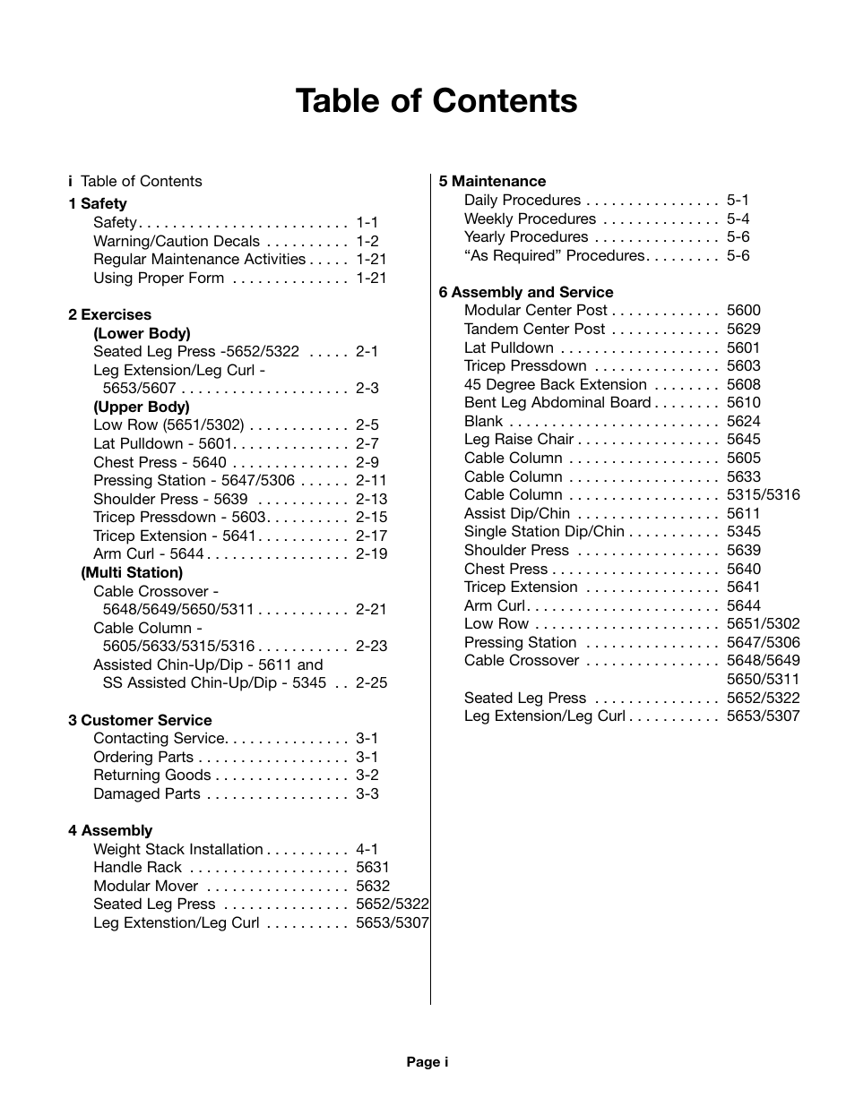 Cybex 55620H Modular User Manual | Page 5 / 190