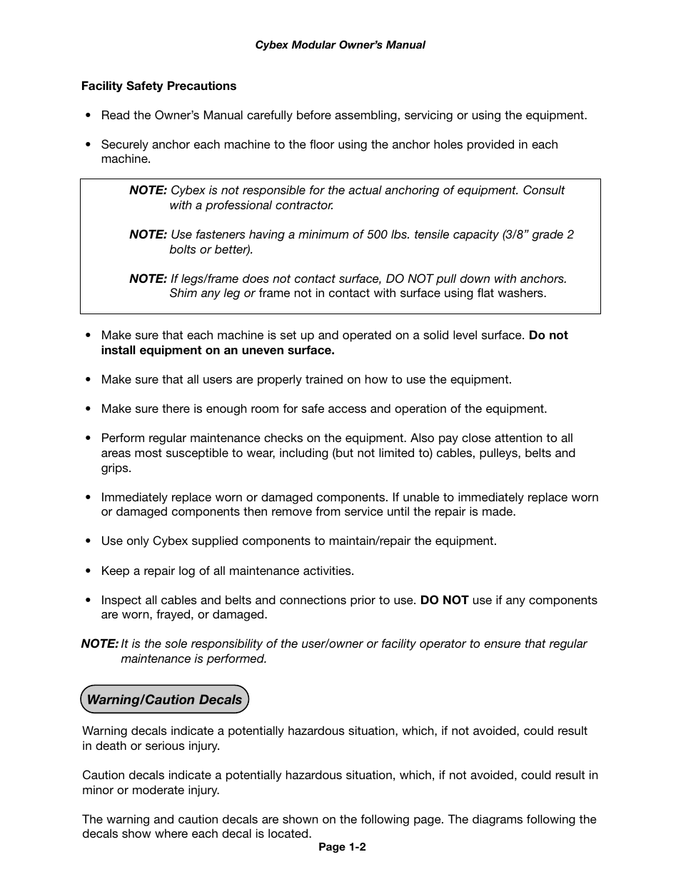 Cybex 55620H Modular User Manual | Page 8 / 190