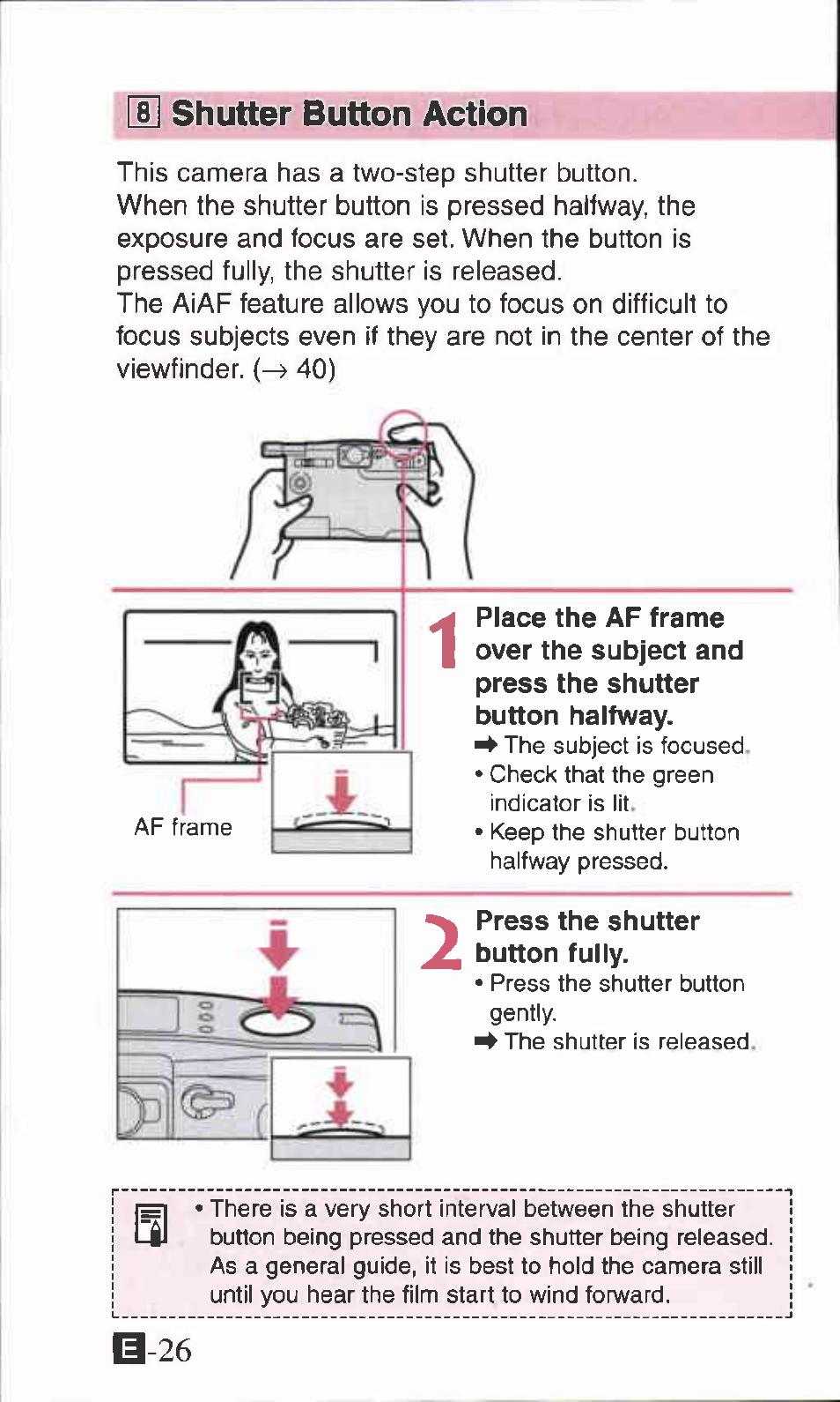 M shutter button action, I] shutter button action | Canon IXUS Z70 User Manual | Page 26 / 57