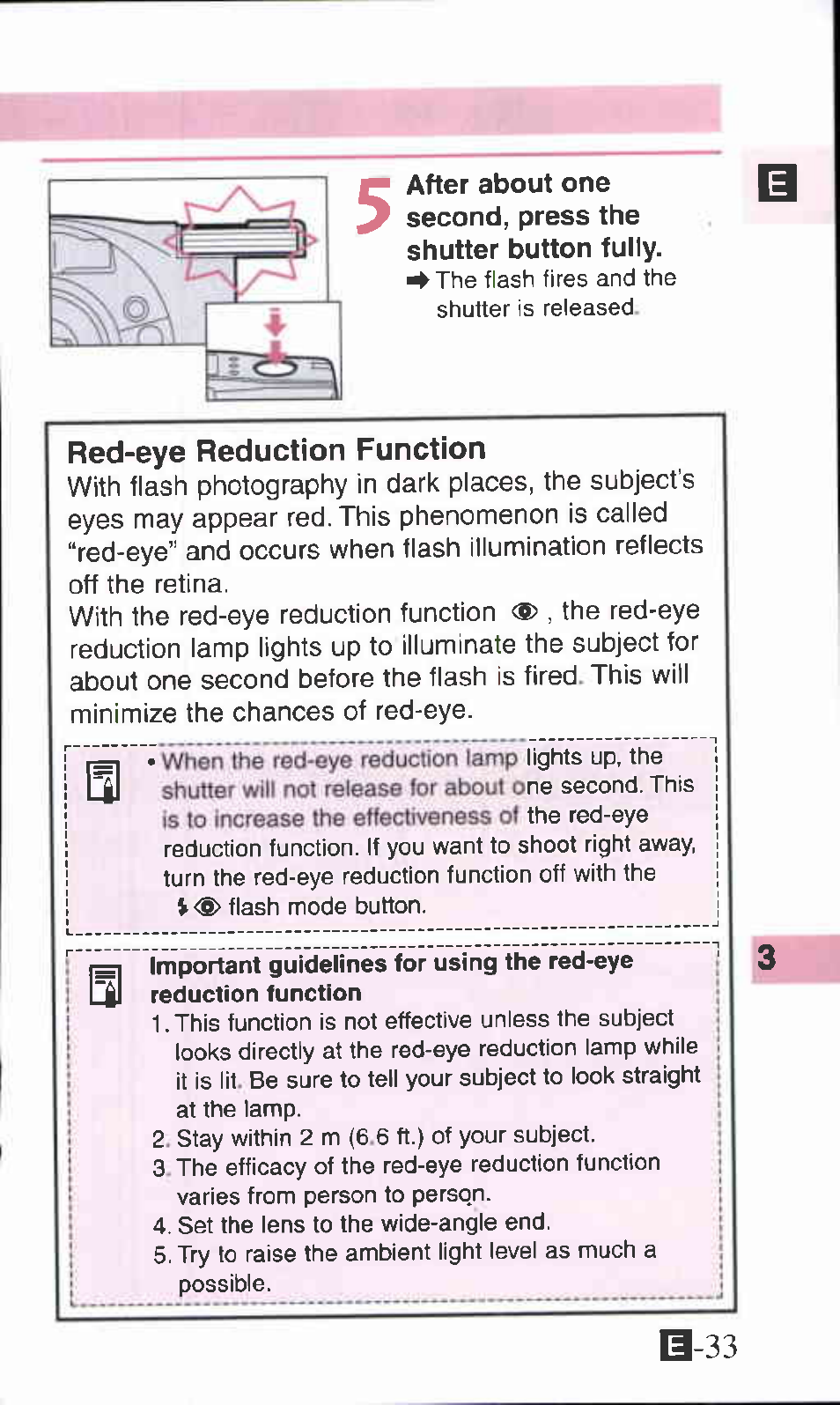 Red-eye reduction function | Canon IXUS Z70 User Manual | Page 33 / 57