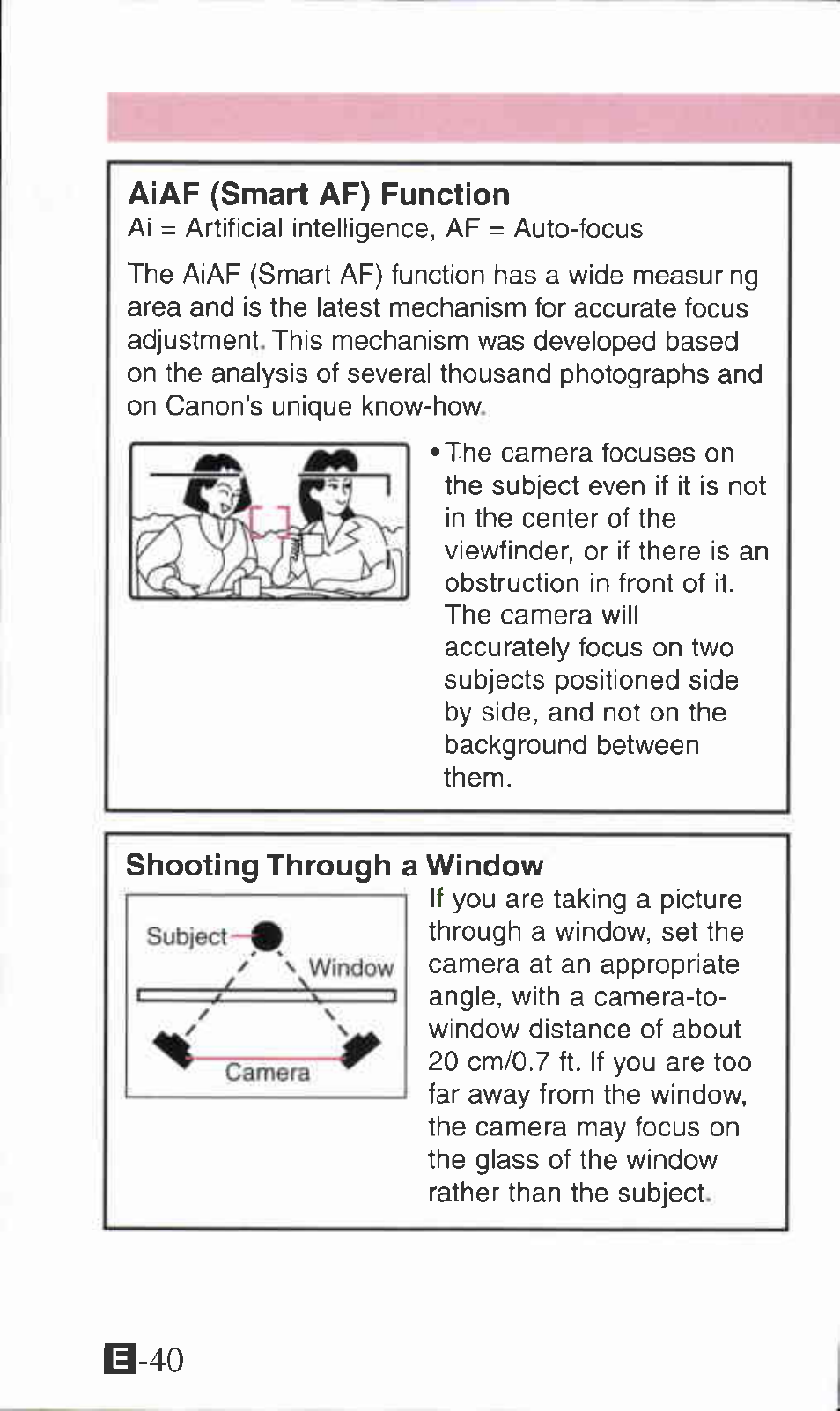 Aiaf (smart af) function | Canon IXUS Z70 User Manual | Page 40 / 57