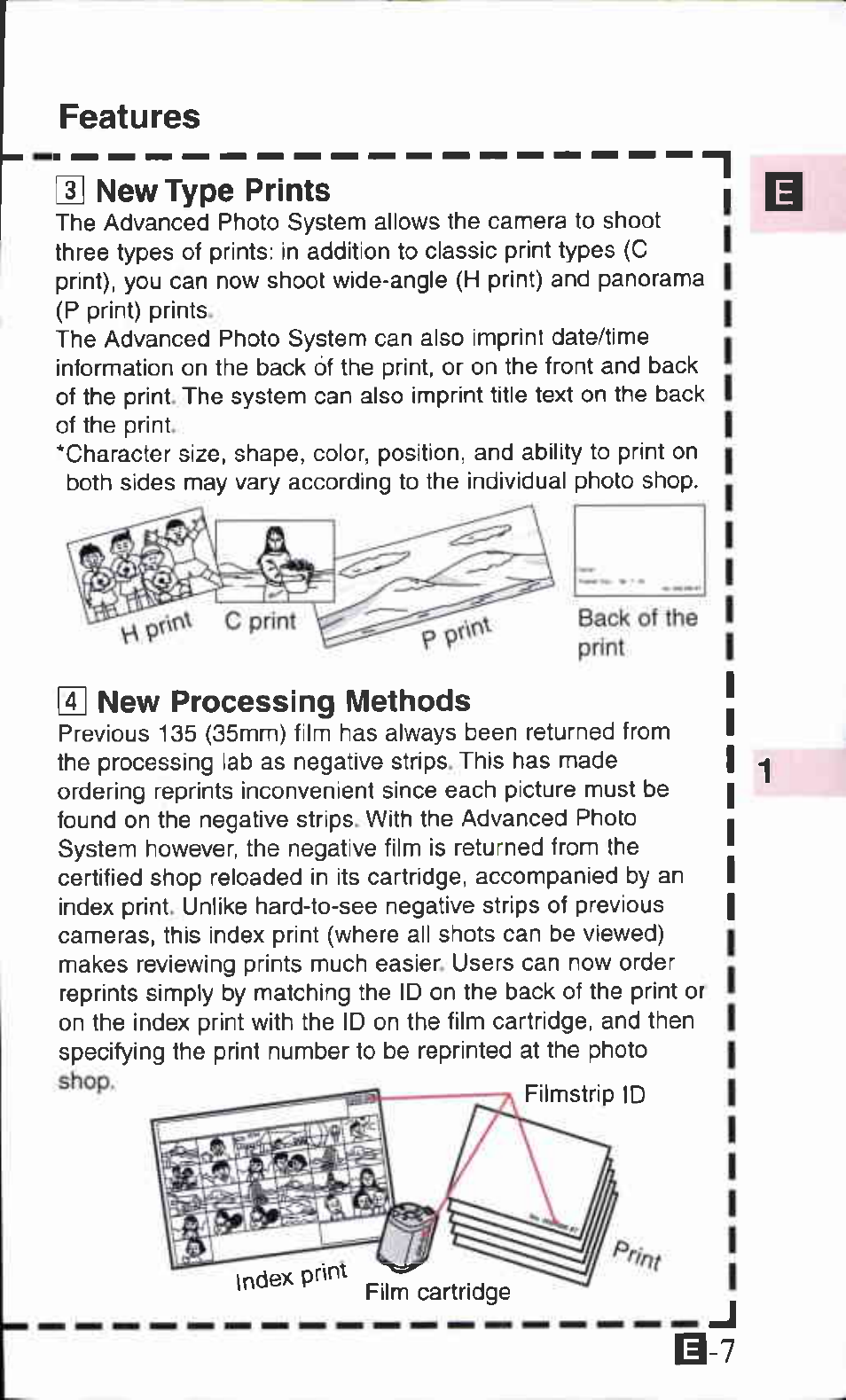 Features, 2 new type prints, H] new processing methods | Canon IXUS Z70 User Manual | Page 7 / 57
