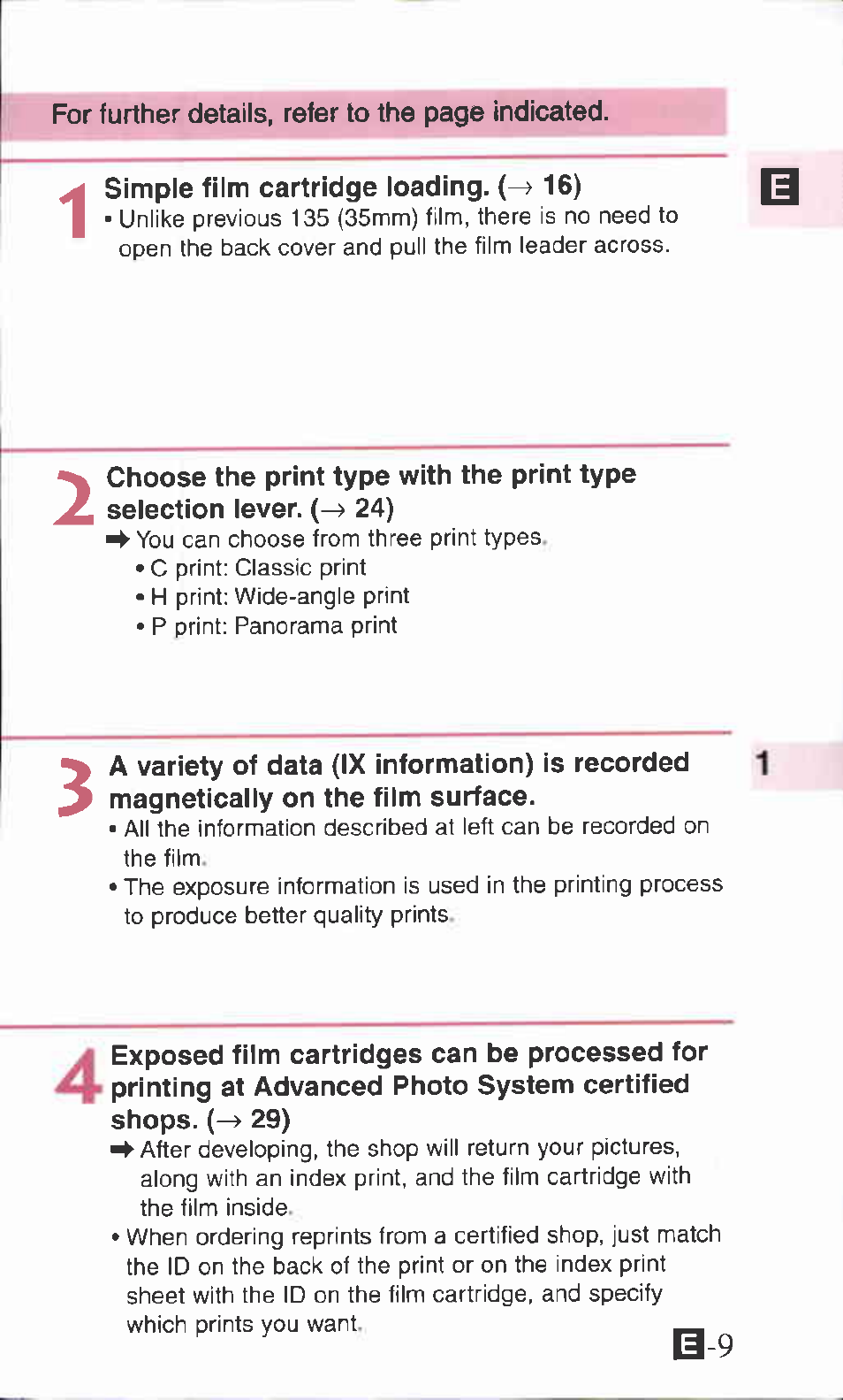 Simple film cartridge loading. (-> 16) | Canon IXUS Z70 User Manual | Page 9 / 57