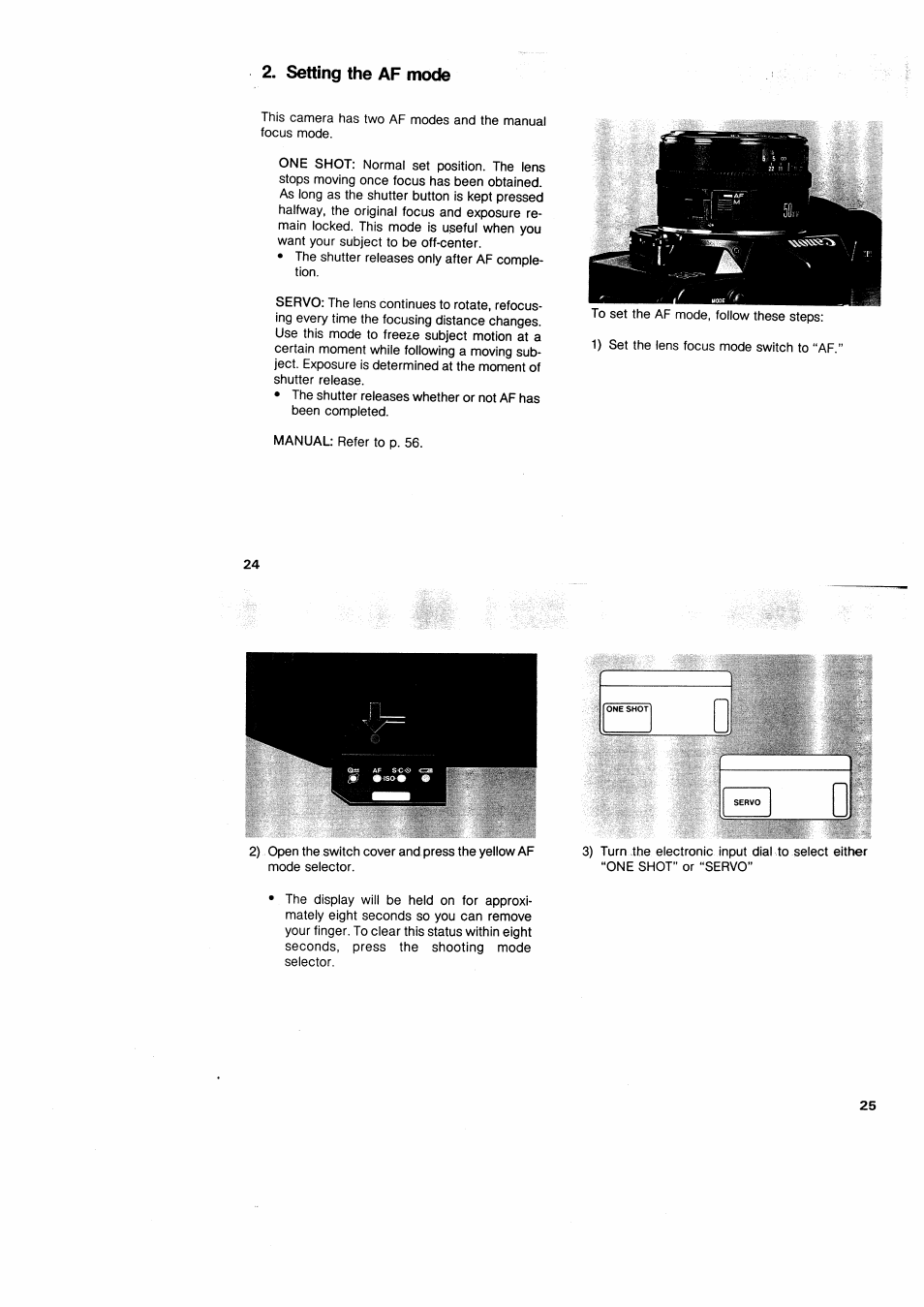 Setting the af mode | Canon EOS 650 User Manual | Page 15 / 45