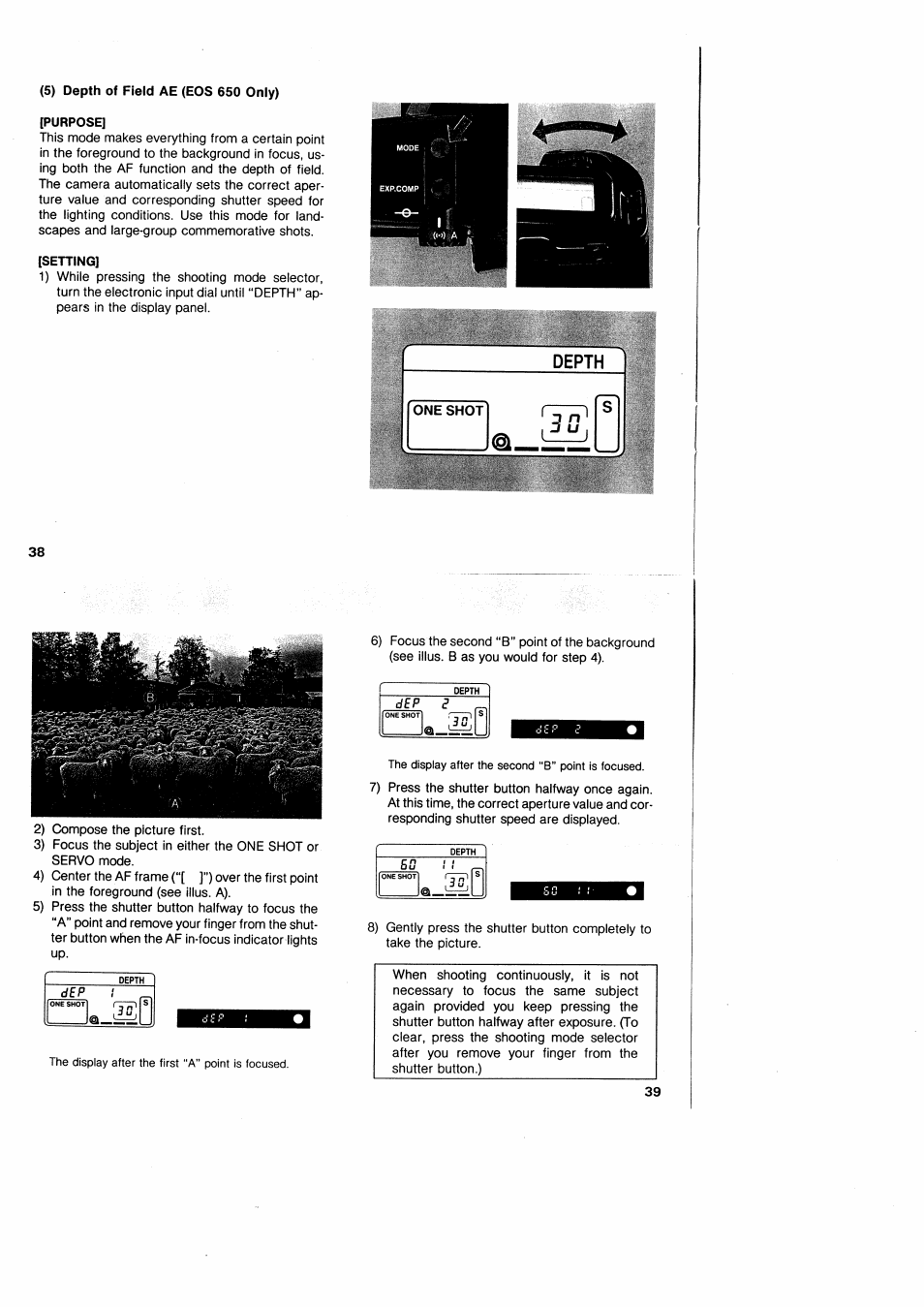 Jone shot, Depth | Canon EOS 650 User Manual | Page 22 / 45