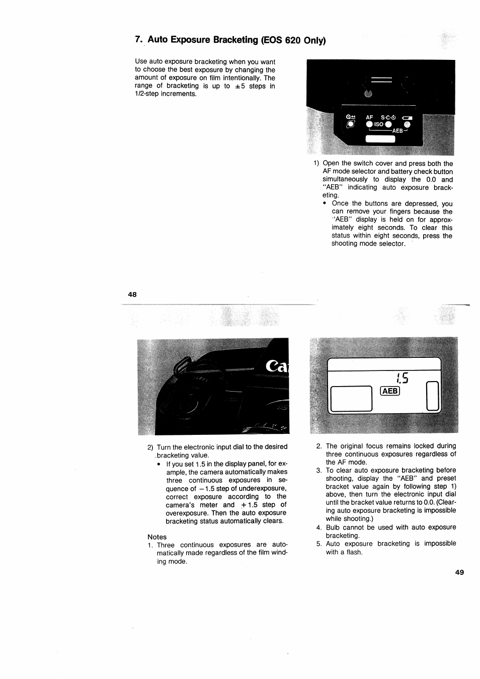 Auto exposure bracketing (eos 620 only) | Canon EOS 650 User Manual | Page 27 / 45