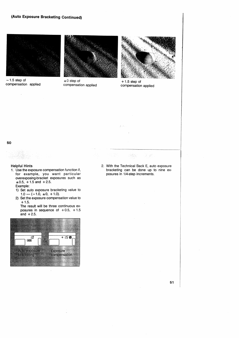 Auto exposure bracketing continued), Auto exposure bracketing | Canon EOS 650 User Manual | Page 28 / 45