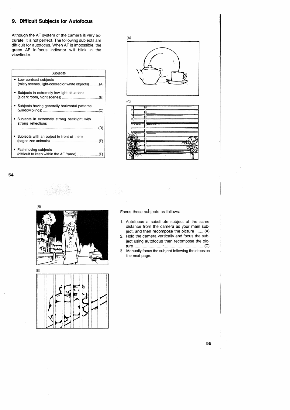 Difficult subjects for autofocus | Canon EOS 650 User Manual | Page 30 / 45