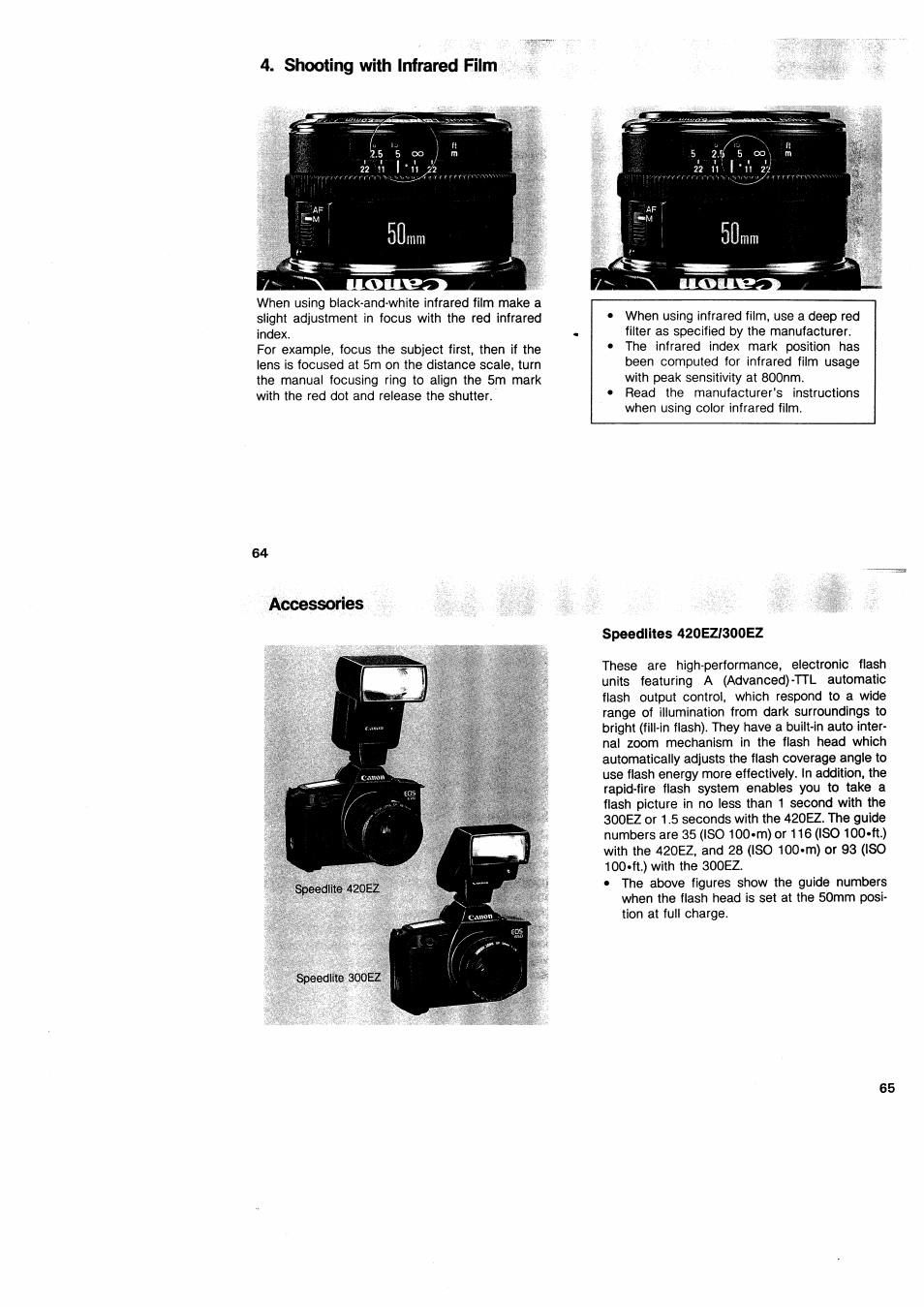 Shooting with infrared film, Accessories | Canon EOS 650 User Manual | Page 35 / 45