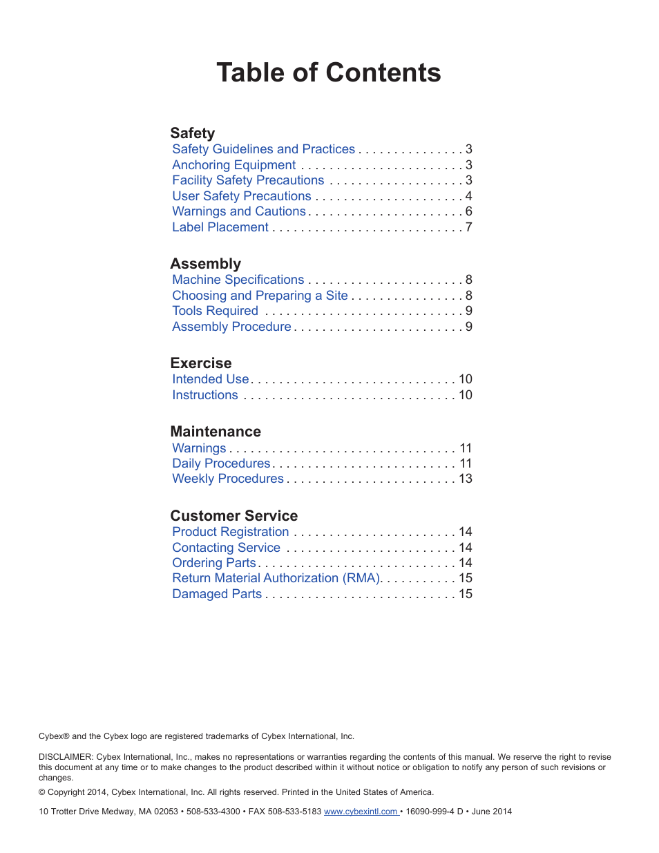 Cybex 16090 Plate Loaded Row User Manual | Page 2 / 18