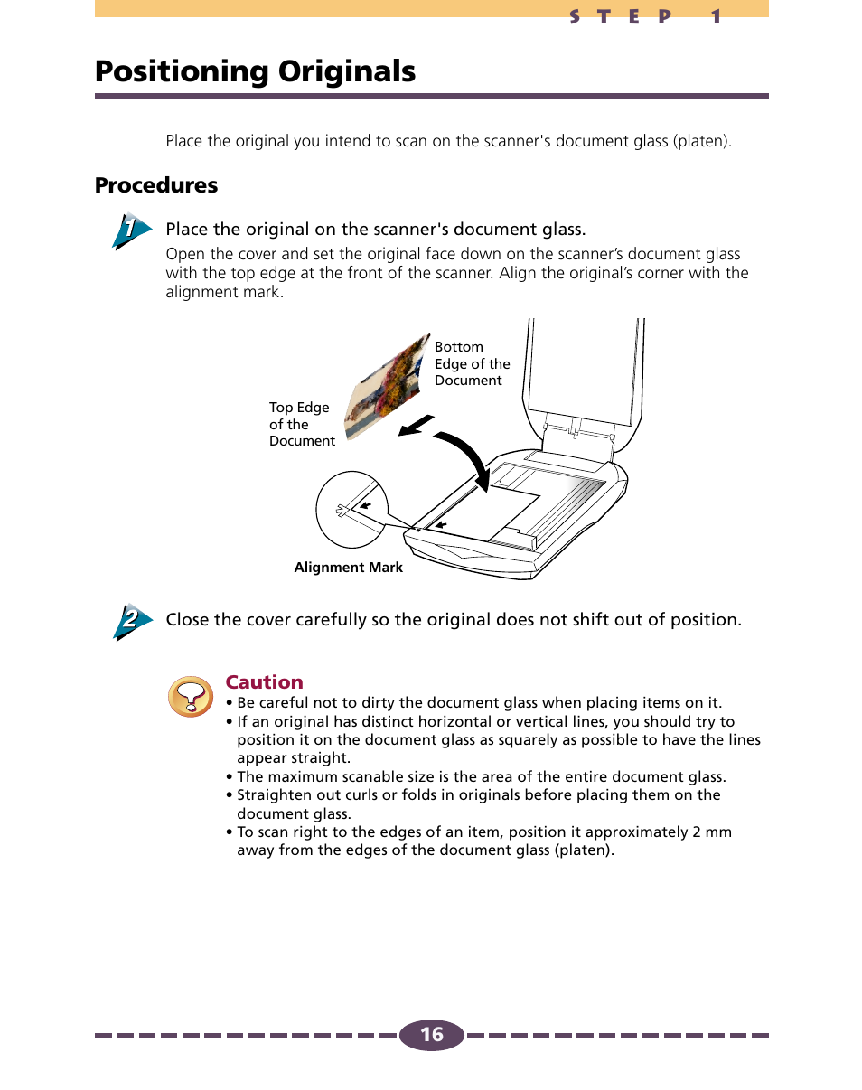 Positioning originals, P. 16, Procedures | Canon D646U User Manual | Page 16 / 69