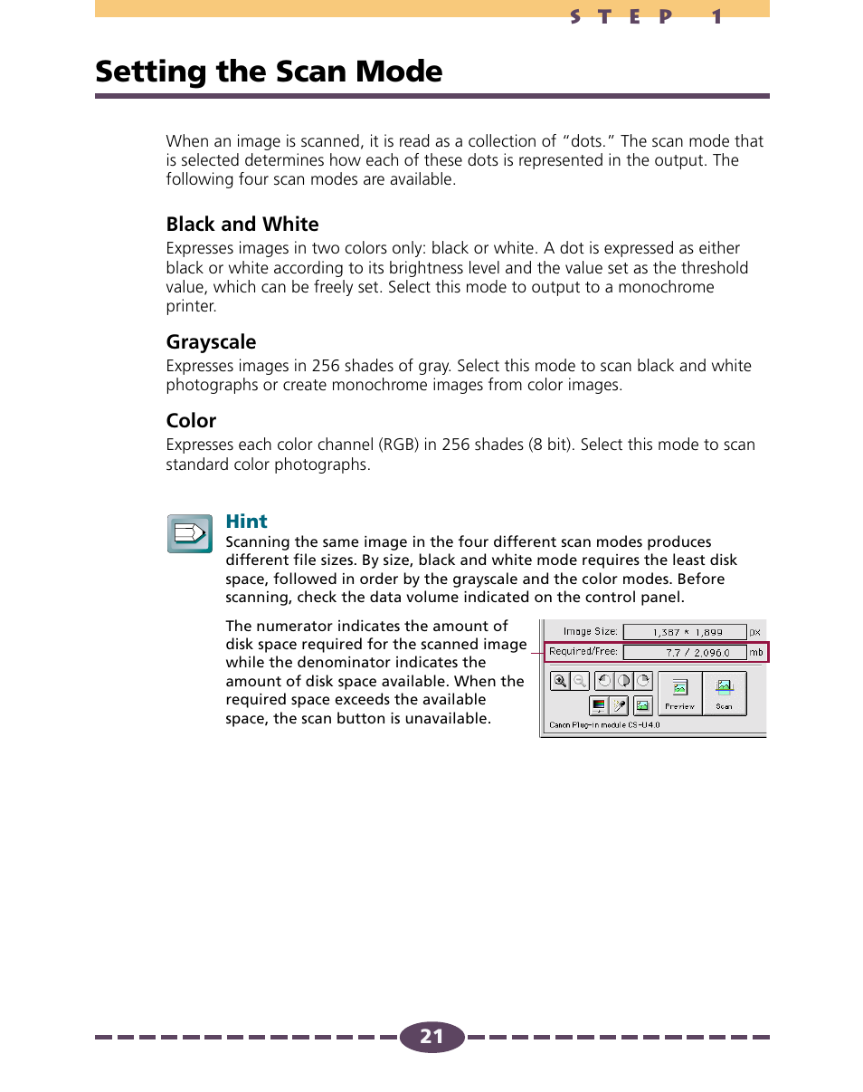 Setting the scan mode, P. 21, P. 21) | Canon D646U User Manual | Page 21 / 69