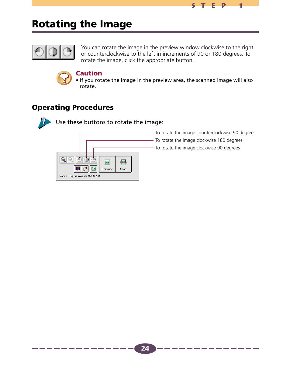 Rotating the image, P. 24, Operating procedures | Canon D646U User Manual | Page 24 / 69