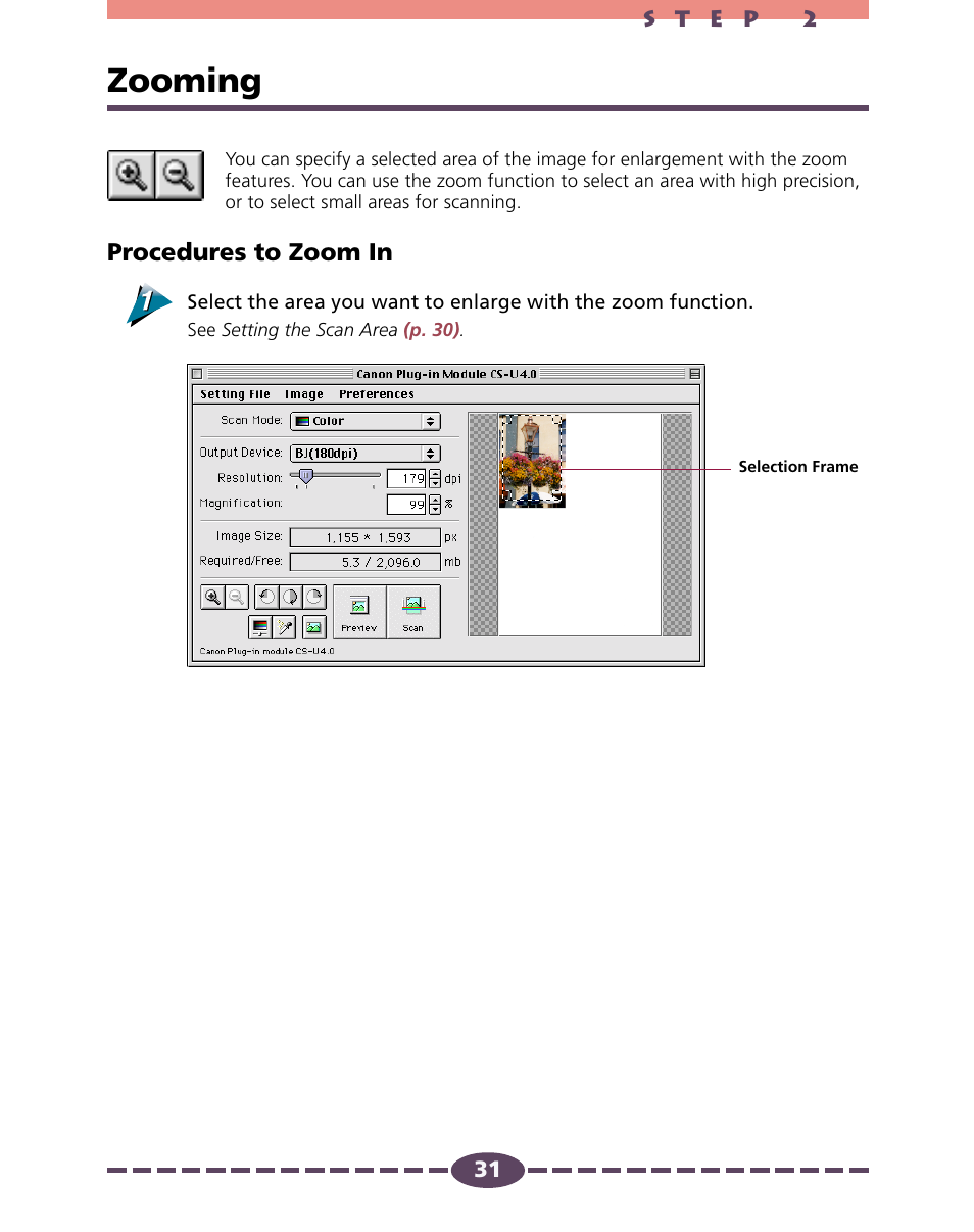 Zooming, P. 31, P. 31) | Canon D646U User Manual | Page 31 / 69