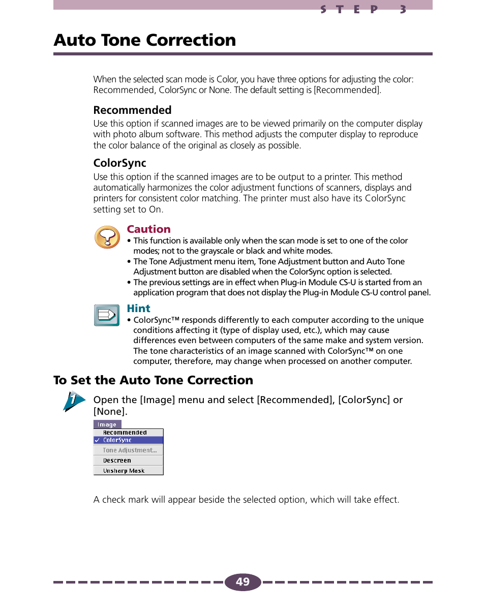 Auto tone correction, P. 49 | Canon D646U User Manual | Page 49 / 69