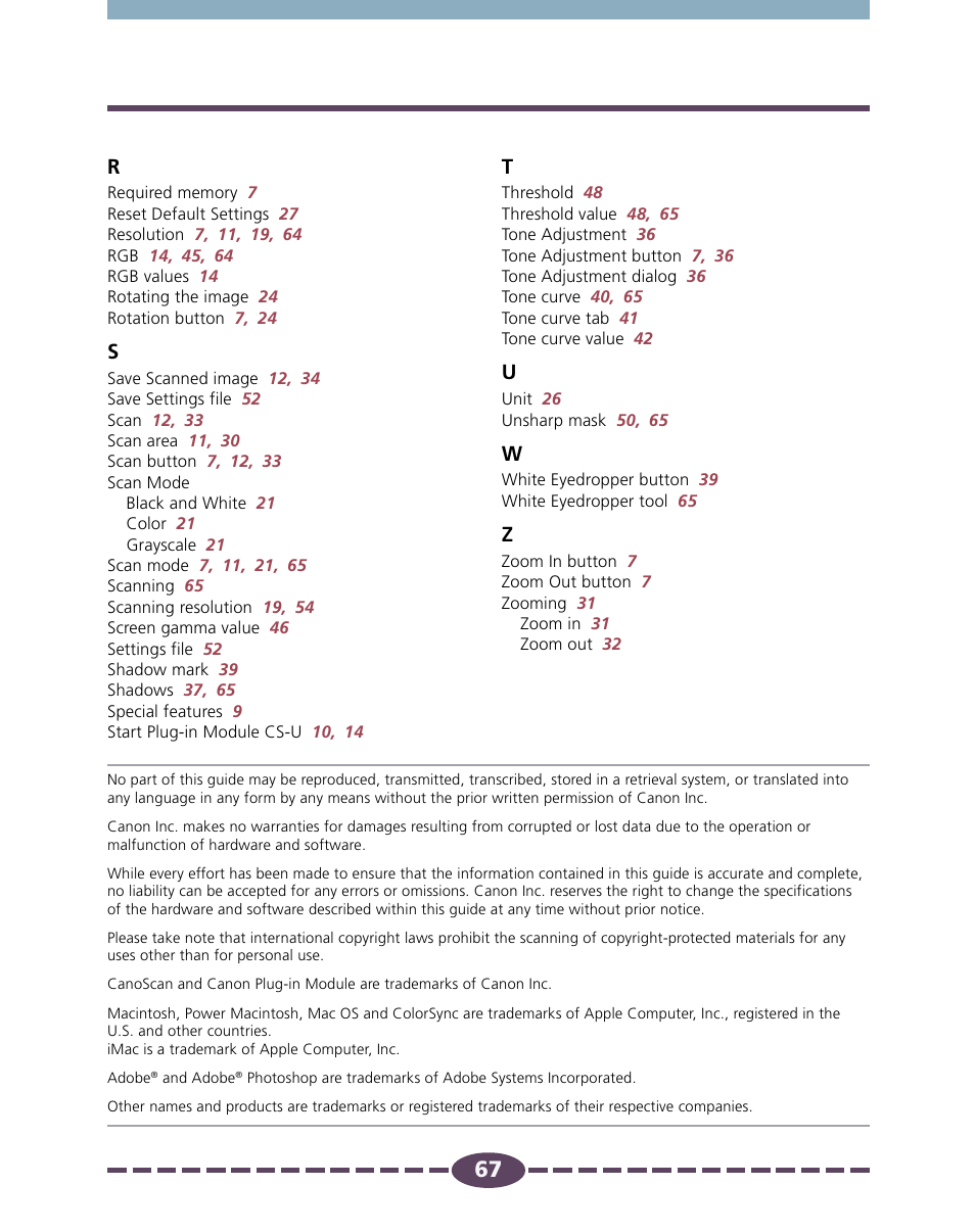 Canon D646U User Manual | Page 67 / 69