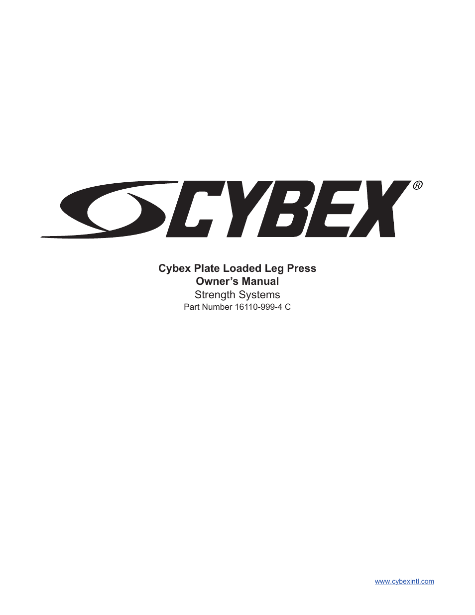 Cybex 16110 Plate Loaded Leg Press User Manual | 20 pages