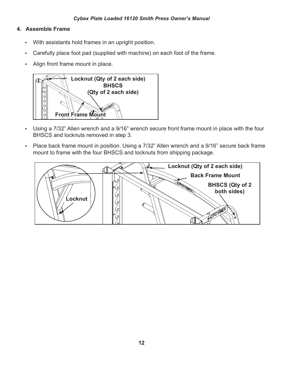 Cybex 16120 Plate Loaded Smith Press User Manual | Page 12 / 30