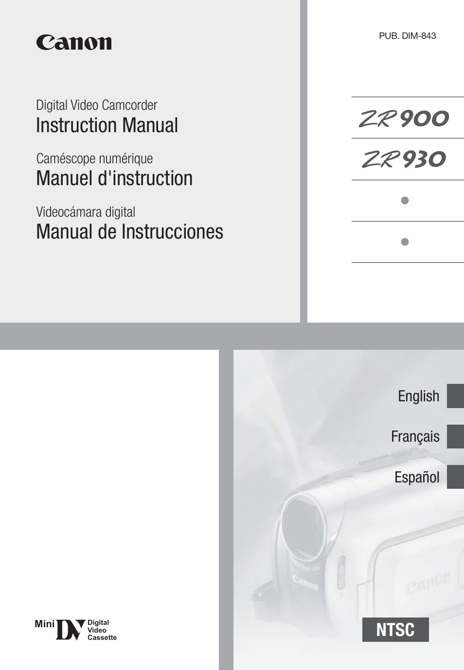 Canon Digital Video Camcorder ZR900 User Manual | 85 pages